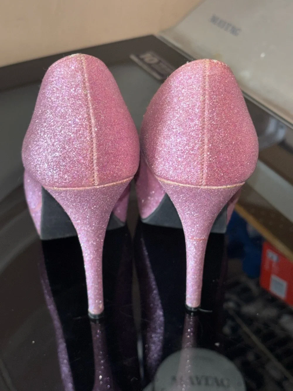 Charlotte Russe Pink Glitter High Heels - Picture 5 of 8